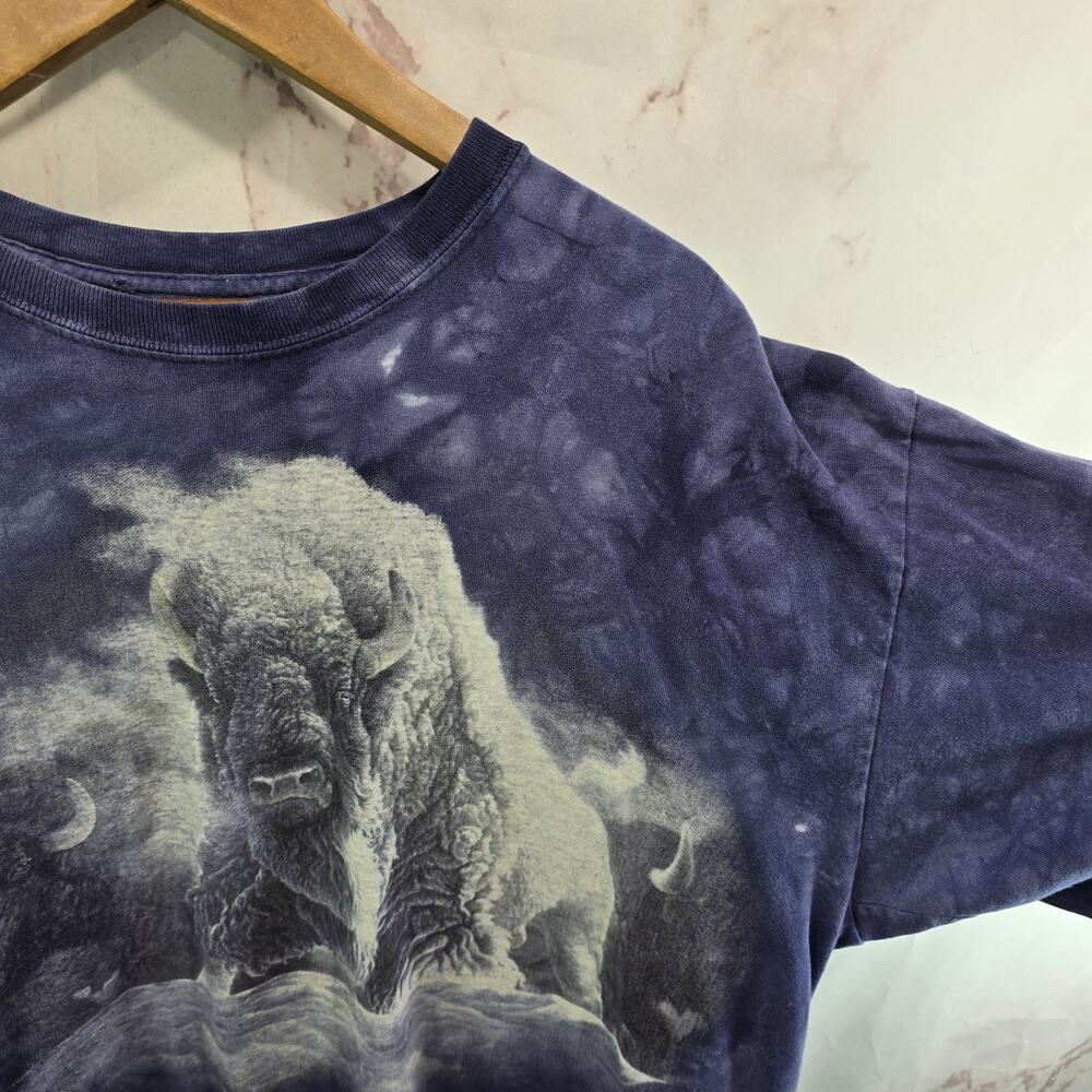 Vintage T Shirt Mens XL 90s Mountain Bison Buffalo Nature Ecology Tie Dye Crew - Picture 8 of 9